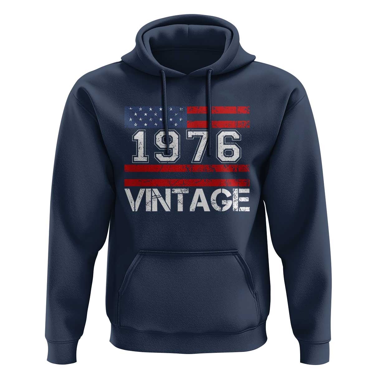 Vintage 50th Birthday Hoodie Retro 1976 American Flag 50 Year Old