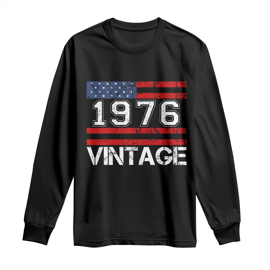 Vintage 50th Birthday Long Sleeve Shirt Retro 1976 American Flag 50 Year Old
