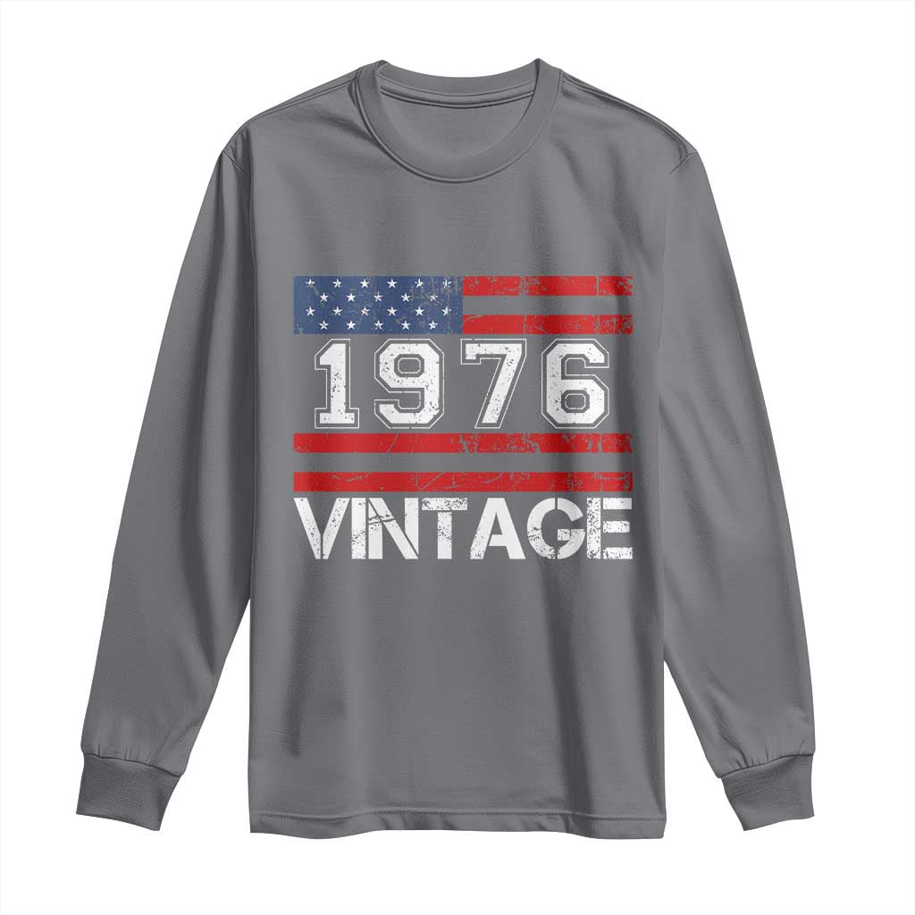 Vintage 50th Birthday Long Sleeve Shirt Retro 1976 American Flag 50 Year Old