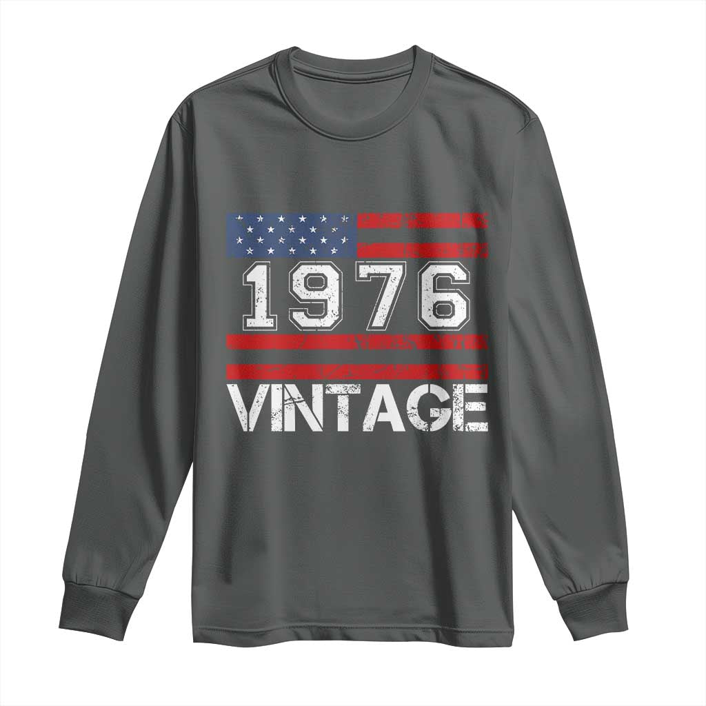 Vintage 50th Birthday Long Sleeve Shirt Retro 1976 American Flag 50 Year Old