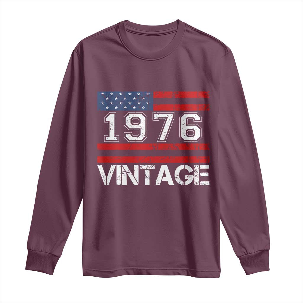 Vintage 50th Birthday Long Sleeve Shirt Retro 1976 American Flag 50 Year Old