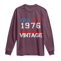 Vintage 50th Birthday Long Sleeve Shirt Retro 1976 American Flag 50 Year Old