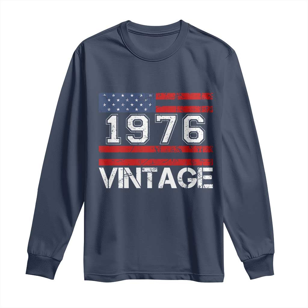 Vintage 50th Birthday Long Sleeve Shirt Retro 1976 American Flag 50 Year Old
