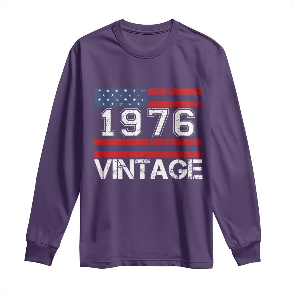 Vintage 50th Birthday Long Sleeve Shirt Retro 1976 American Flag 50 Year Old