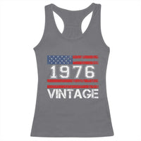 Vintage 50th Birthday Racerback Tank Top Retro 1976 American Flag 50 Year Old
