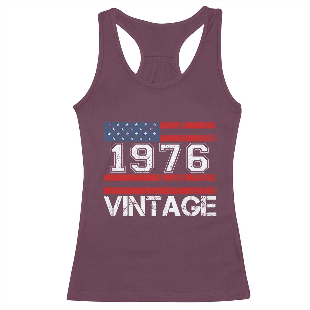 Vintage 50th Birthday Racerback Tank Top Retro 1976 American Flag 50 Year Old