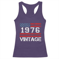 Vintage 50th Birthday Racerback Tank Top Retro 1976 American Flag 50 Year Old