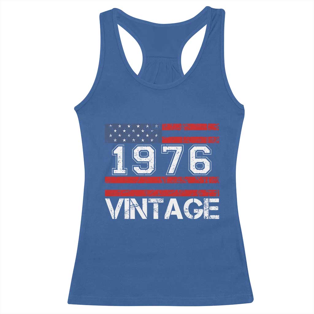 Vintage 50th Birthday Racerback Tank Top Retro 1976 American Flag 50 Year Old