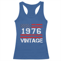Vintage 50th Birthday Racerback Tank Top Retro 1976 American Flag 50 Year Old