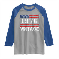 Vintage 50th Birthday Raglan Shirt Retro 1976 American Flag 50 Year Old