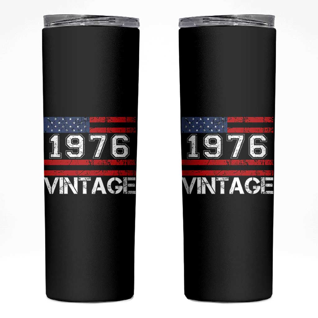 Vintage 50th Birthday Skinny Tumbler Retro 1976 American Flag 50 Year Old