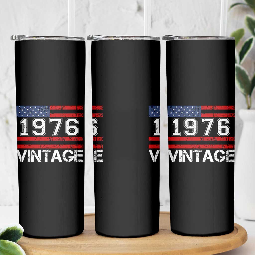 Vintage 50th Birthday Skinny Tumbler Retro 1976 American Flag 50 Year Old