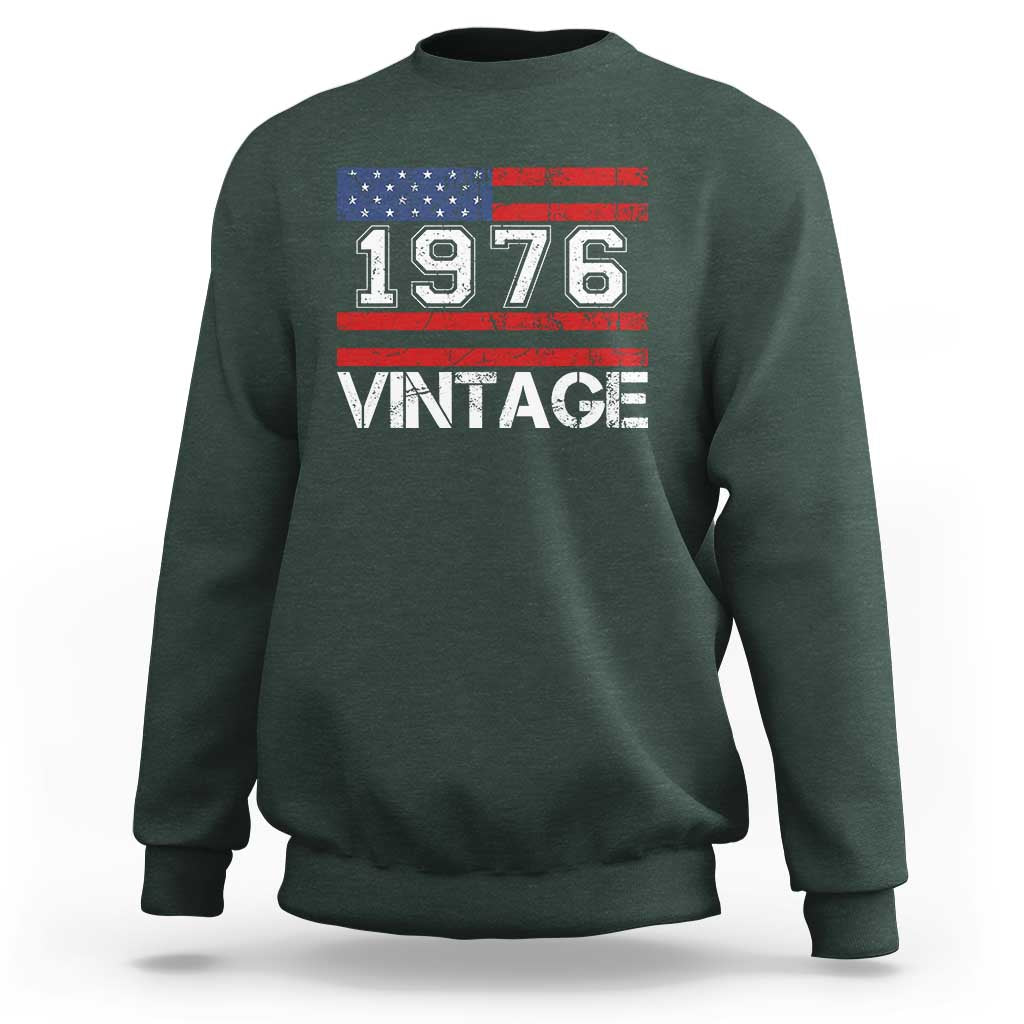 Vintage 50th Birthday Sweatshirt Retro 1976 American Flag 50 Year Old