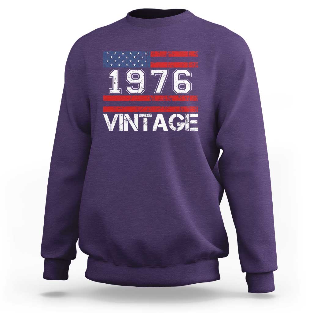 Vintage 50th Birthday Sweatshirt Retro 1976 American Flag 50 Year Old