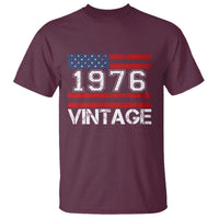 Vintage 50th Birthday T Shirt Retro 1976 American Flag 50 Year Old