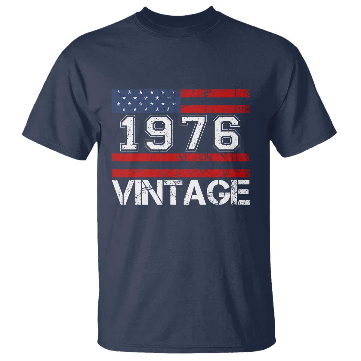 Vintage 50th Birthday T Shirt Retro 1976 American Flag 50 Year Old