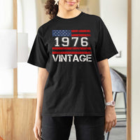 Vintage 50th Birthday T Shirt For Women Retro 1976 American Flag 50 Year Old