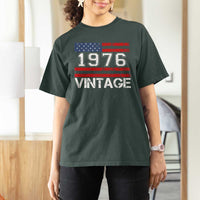 Vintage 50th Birthday T Shirt For Women Retro 1976 American Flag 50 Year Old