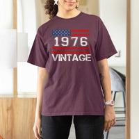 Vintage 50th Birthday T Shirt For Women Retro 1976 American Flag 50 Year Old