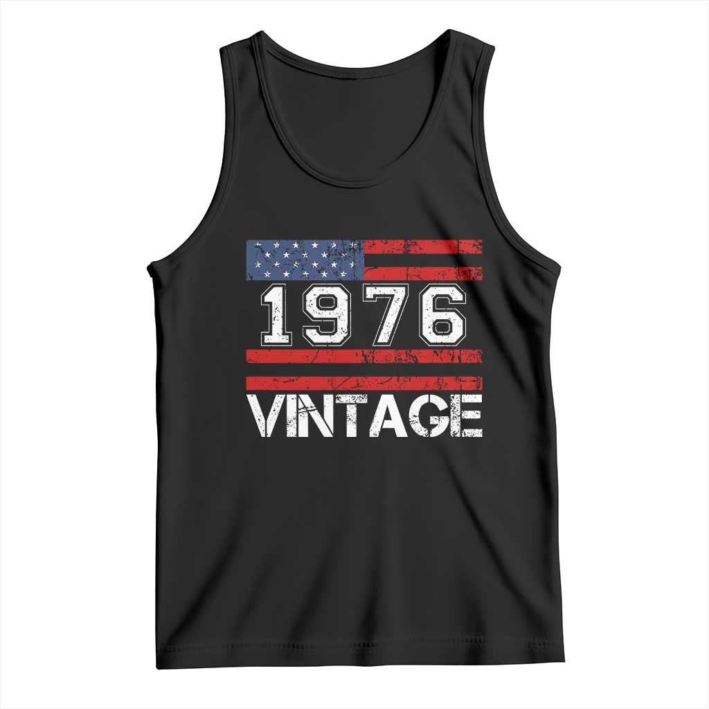 Vintage 50th Birthday Tank Top Retro 1976 American Flag 50 Year Old