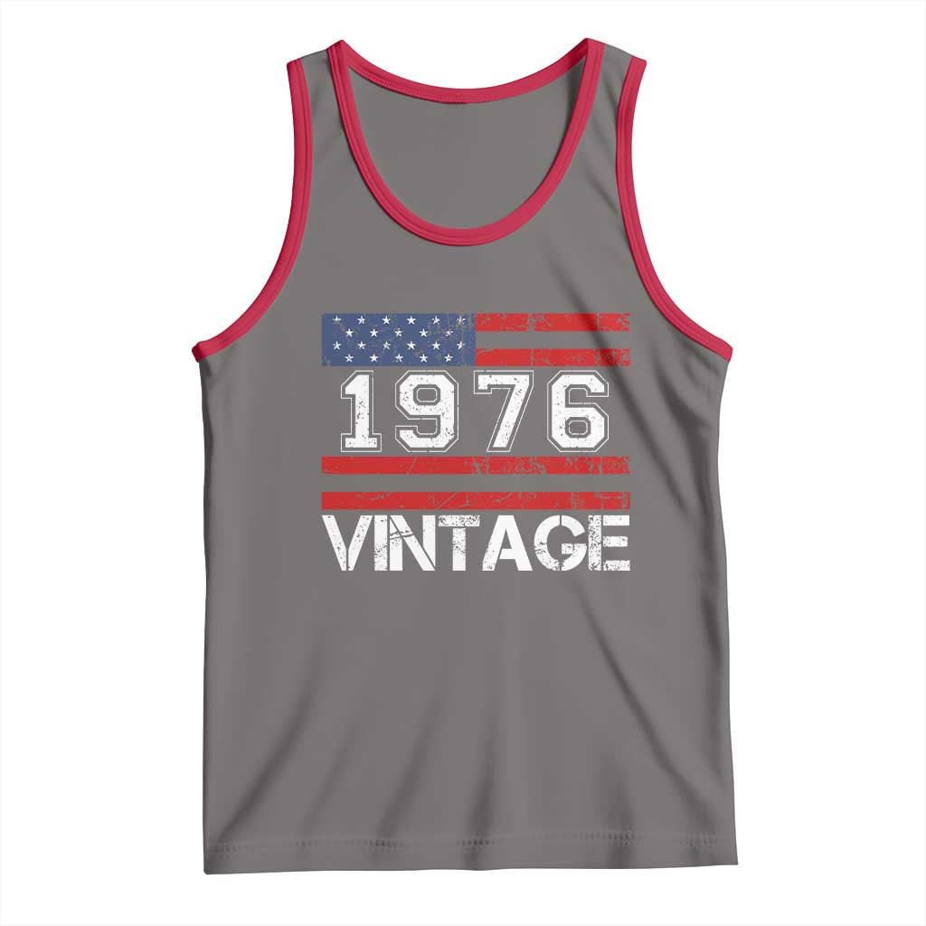 Vintage 50th Birthday Tank Top Retro 1976 American Flag 50 Year Old