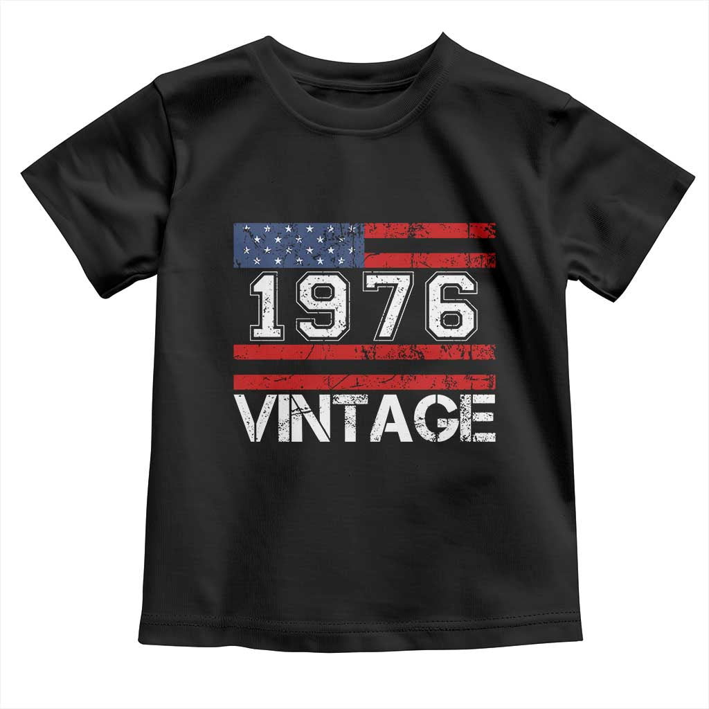 Vintage 50th Birthday Toddler T Shirt Retro 1976 American Flag 50 Year Old
