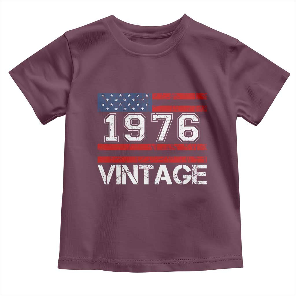 Vintage 50th Birthday Toddler T Shirt Retro 1976 American Flag 50 Year Old