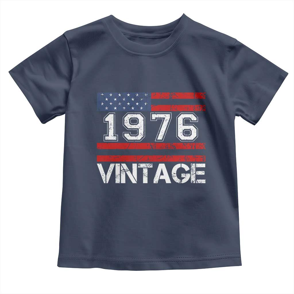 Vintage 50th Birthday Toddler T Shirt Retro 1976 American Flag 50 Year Old