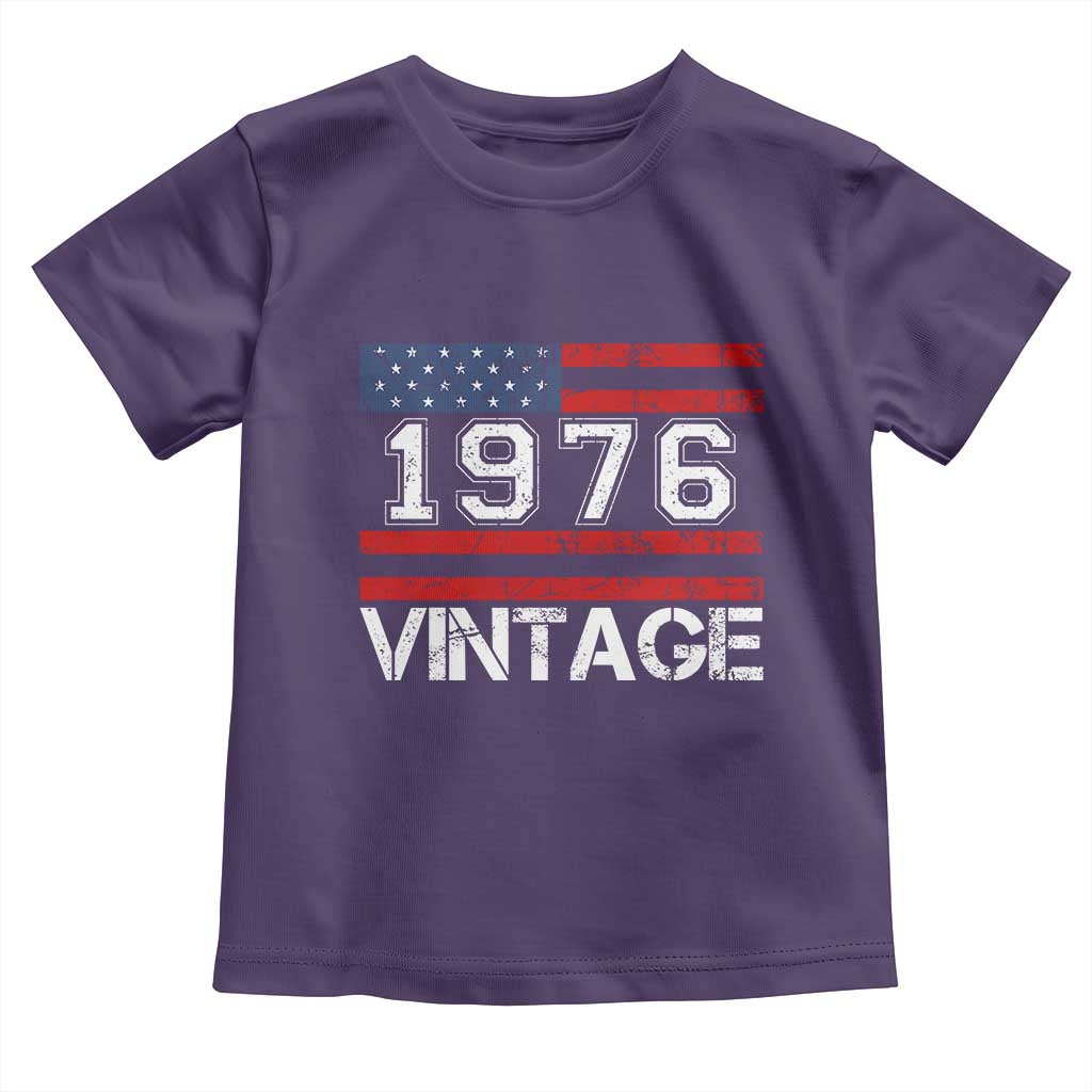 Vintage 50th Birthday Toddler T Shirt Retro 1976 American Flag 50 Year Old
