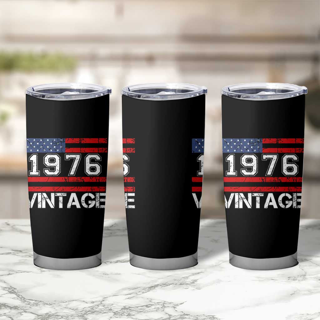 Vintage 50th Birthday Tumbler Cup Retro 1976 American Flag 50 Year Old