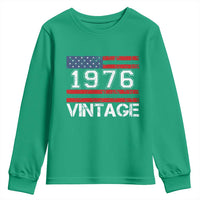 Vintage 50th Birthday Youth Sweatshirt Retro 1976 American Flag 50 Year Old