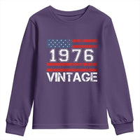 Vintage 50th Birthday Youth Sweatshirt Retro 1976 American Flag 50 Year Old