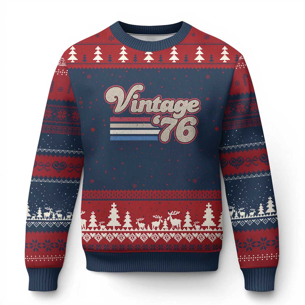 Vintage 50th Birthday Ugly Christmas Sweater Retro 1976 50 Year Old Stripes
