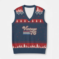 Vintage 50th Birthday V-Neck Knit Sweater Vest Retro 1976 50 Year Old Stripes