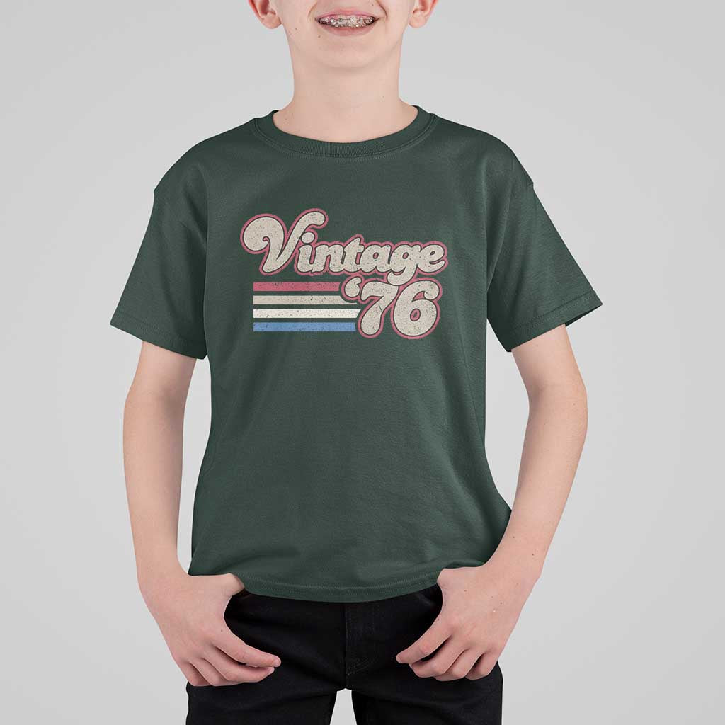 Vintage 50th Birthday T Shirt For Kid Retro 1976 50 Year Old Stripes