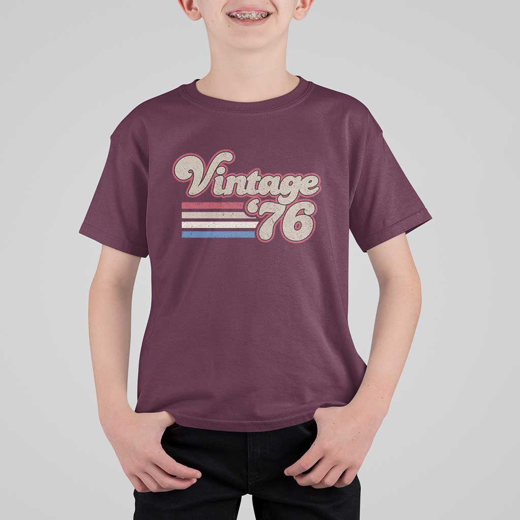 Vintage 50th Birthday T Shirt For Kid Retro 1976 50 Year Old Stripes