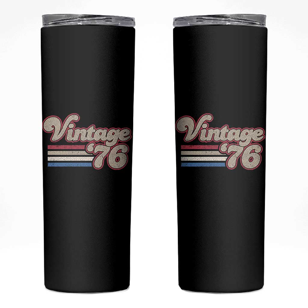 Vintage 50th Birthday Skinny Tumbler Retro 1976 50 Year Old Stripes