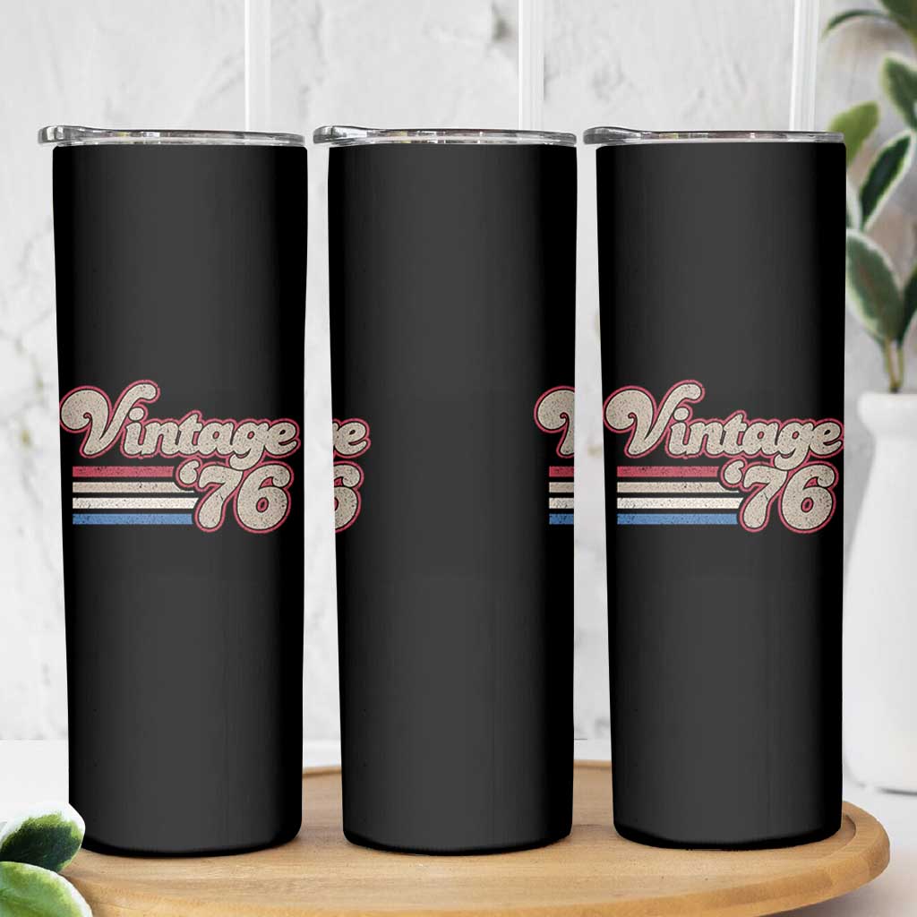 Vintage 50th Birthday Skinny Tumbler Retro 1976 50 Year Old Stripes