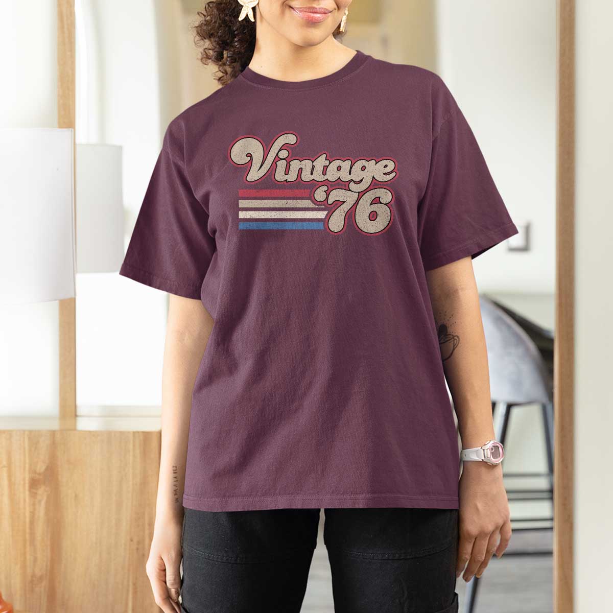 Vintage 50th Birthday T Shirt For Women Retro 1976 50 Year Old Stripes