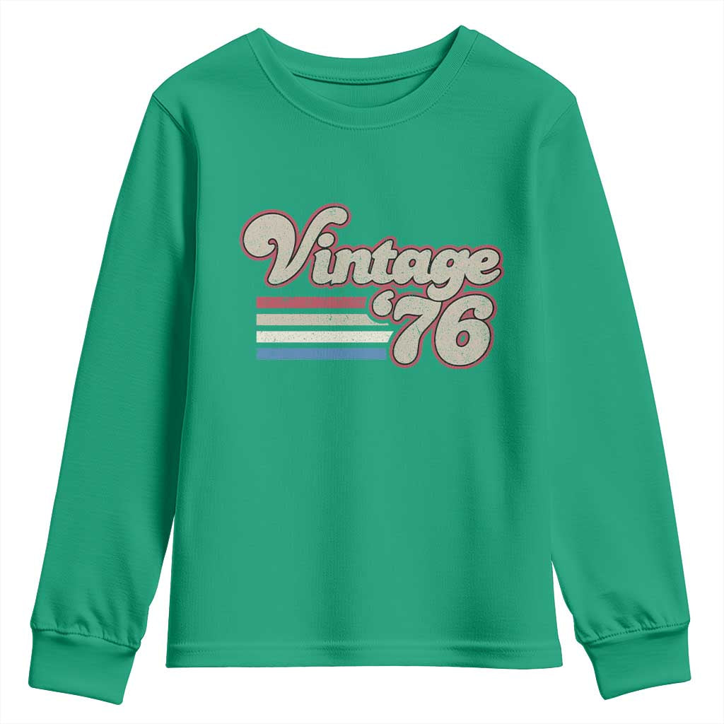 Vintage 50th Birthday Youth Sweatshirt Retro 1976 50 Year Old Stripes