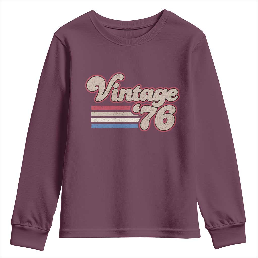 Vintage 50th Birthday Youth Sweatshirt Retro 1976 50 Year Old Stripes