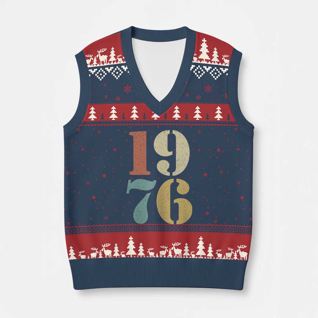 50th Birthday V-Neck Knit Sweater Vest Retro Vintage 1976 50 Year Old Gifts