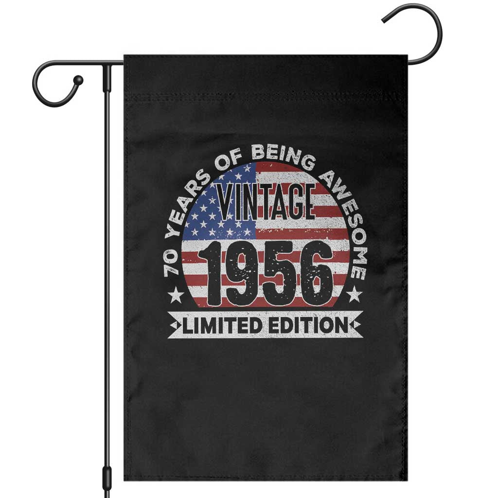 70th Birthday Garden Flag Vintage 1956 70 Year Old Birthday American Flag