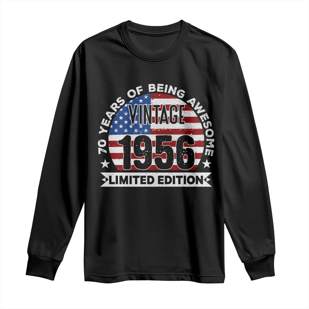 70th Birthday Long Sleeve Shirt Vintage 1956 70 Year Old Birthday American Flag