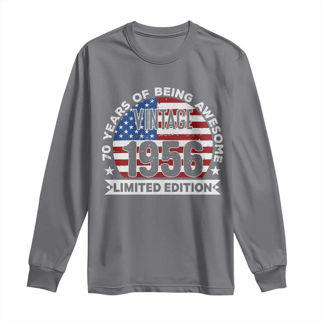 70th Birthday Long Sleeve Shirt Vintage 1956 70 Year Old Birthday American Flag