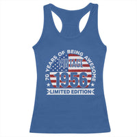 70th Birthday Racerback Tank Top Vintage 1956 70 Year Old Birthday American Flag
