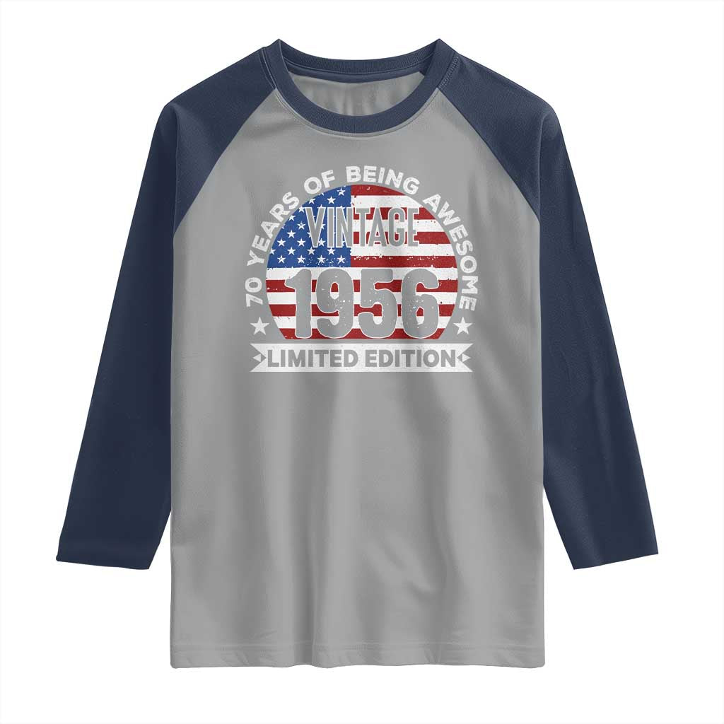 70th Birthday Raglan Shirt Vintage 1956 70 Year Old Birthday American Flag