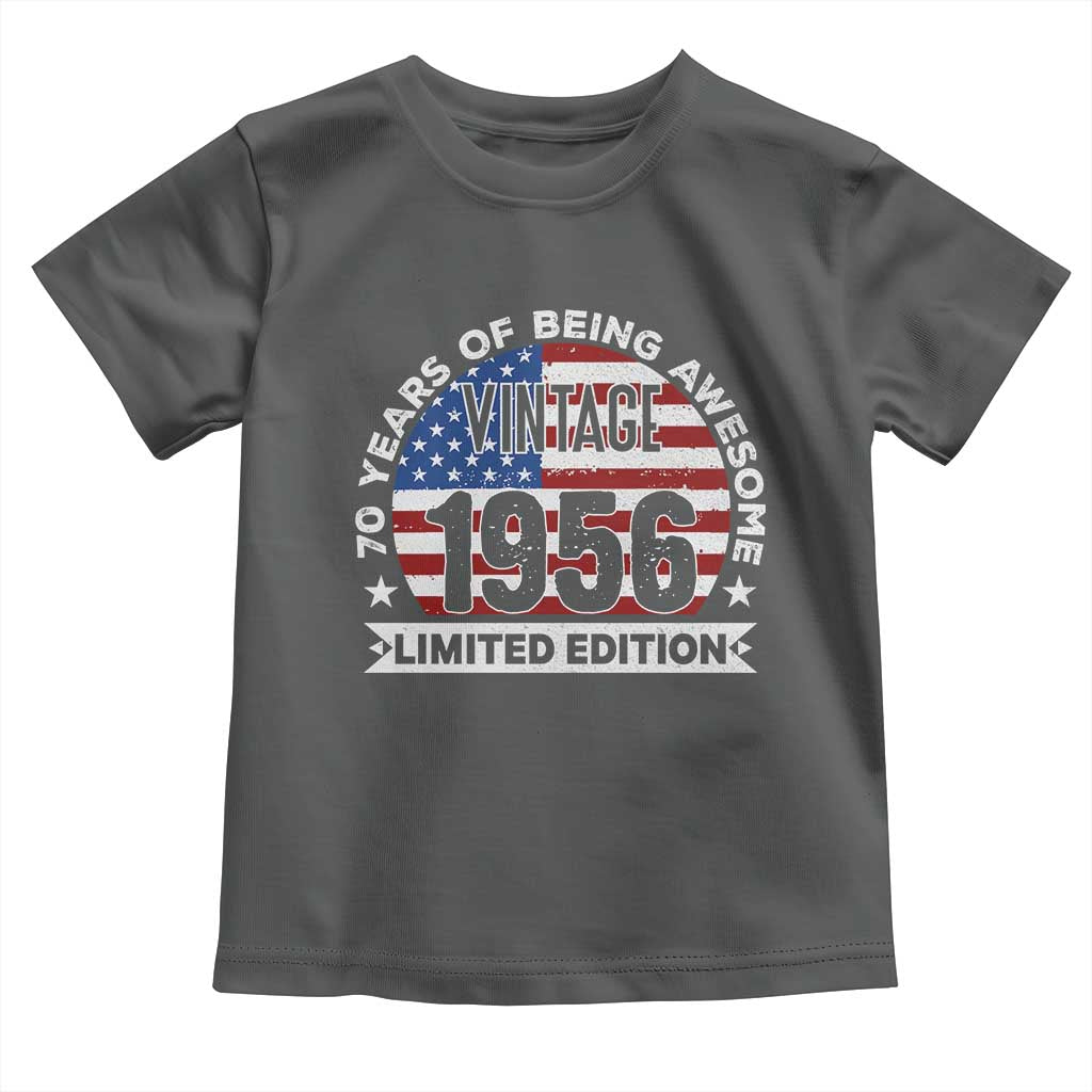 70th Birthday Toddler T Shirt Vintage 1956 70 Year Old Birthday American Flag