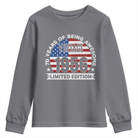 70th Birthday Youth Sweatshirt Vintage 1956 70 Year Old Birthday American Flag