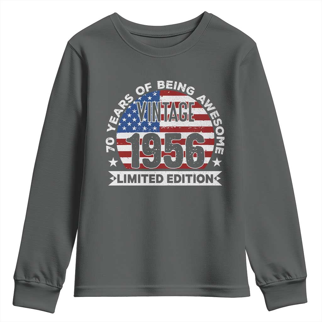 70th Birthday Youth Sweatshirt Vintage 1956 70 Year Old Birthday American Flag